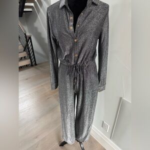 New Elegant Lurex Silver Shimmery Jumpsuit size S